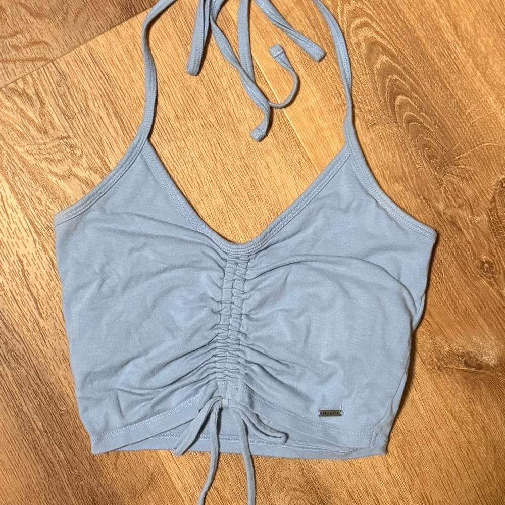 Hollister Blue Ruched Summer Halter Top